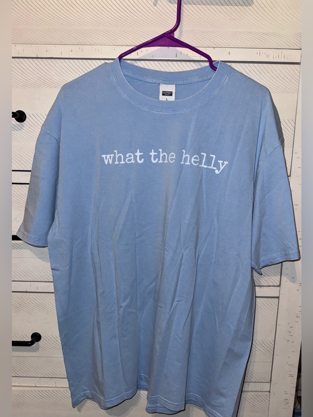 Light Blue Graphic Tee - 'what the helly'
